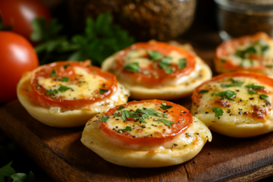 Mini Pizza Air Fryer com Queijo, Presunto e Azeitonas