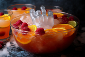 Ponche Halloween Sem Álcool: Mistura de Frutas e Espuma Mágica