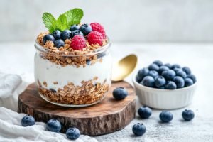 Iogurte Caseiro Cremoso com Frutas da Estação e Mel