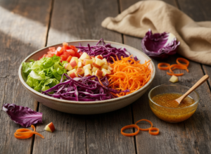 Salada de Repolho Roxo com Maçã e Cenoura
