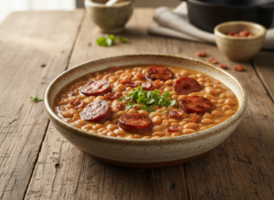 Feijão Carioca Cremoso com Bacon e Calabresa