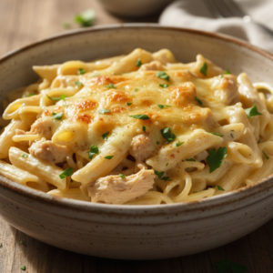 Macarrão Cremoso com Frango à Brasileira