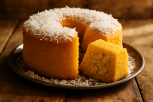 Bolo de Cuscuz com Queijo e Coco